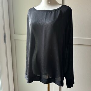 LOFT Sheer Blouse with 1/4 zip back